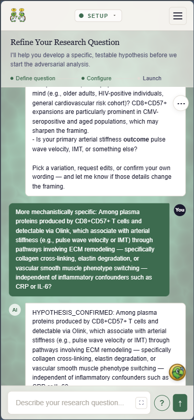 Colo running on iPhone — mobile setup view